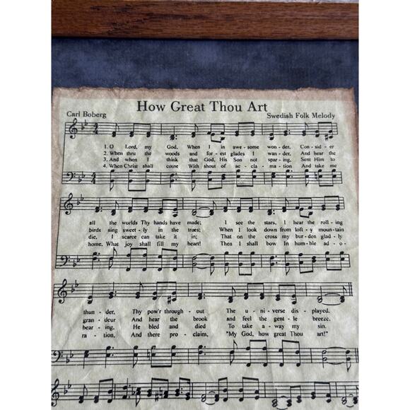 How Great Thou Art Hymn Framed Barnwood 11.5x13.5 Religious Christian Church - Picture 4 of 8